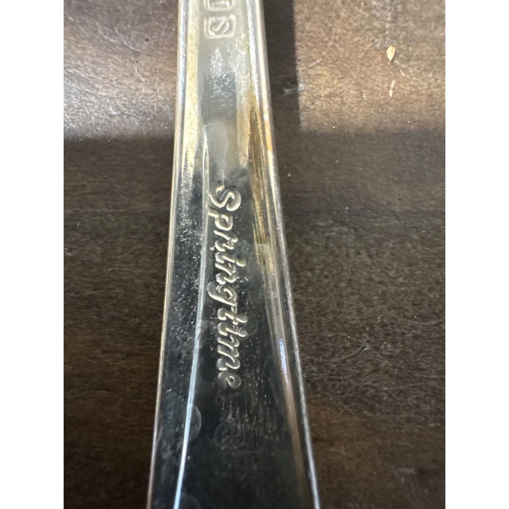 1947 Rogers Bros Springtime Silverplate Grapefruit Spoons Set of 7 Serrated